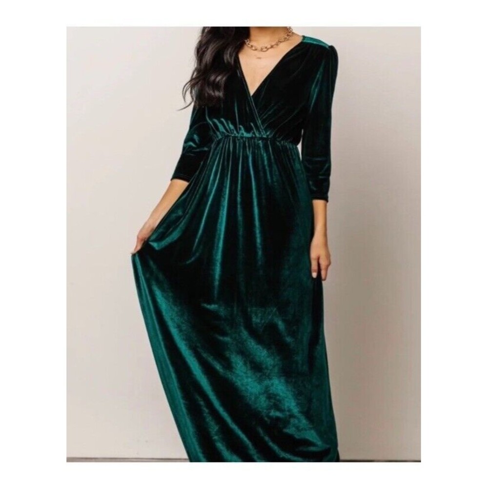 BALTIC BORN Sofia Velvet Maxi Dress Size XL Emerald Green NWT Formal Holiday